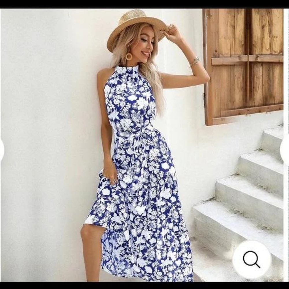 Blue and White Floral Maxi